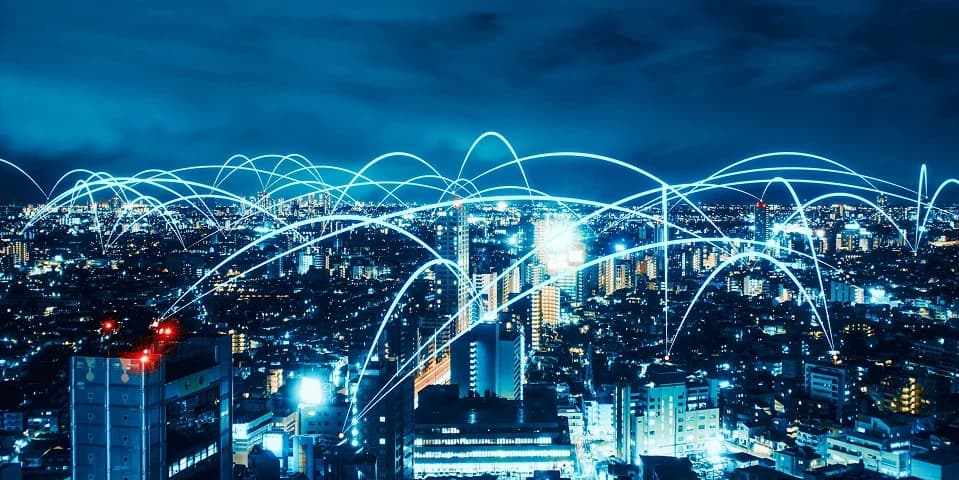 Connected city visual representing nationwide fibre infrastructure